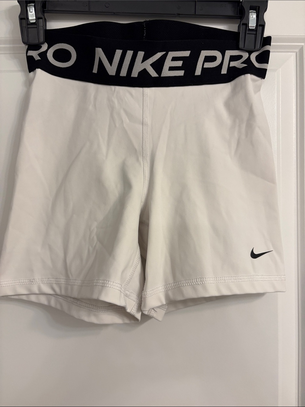 Nike White Women’s Bike Shorts with Black Elastic Waistband